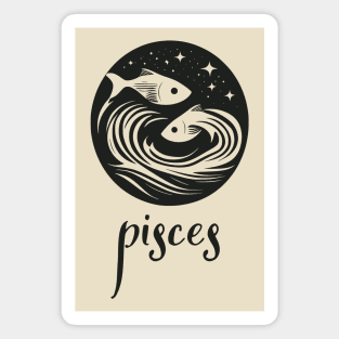 Pisces Zodiac Sign Mystical Fish Artwork Magnet